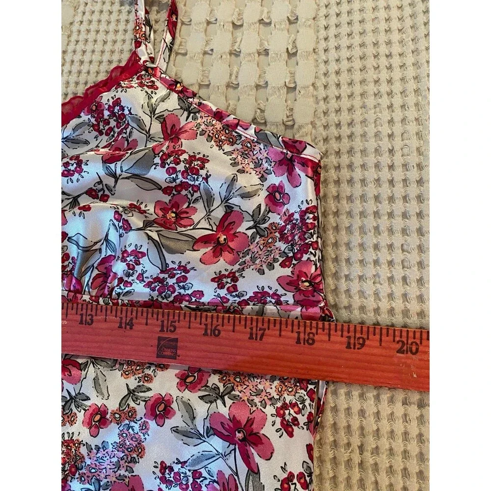 Adonna‎ Lingerie Spagetti Strap Nightgown Pink Print Silky Feel Size Large Sexy